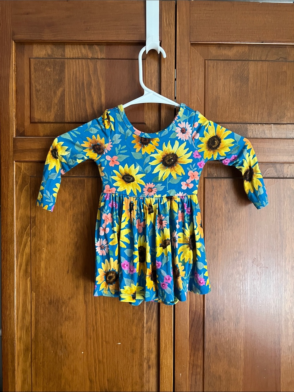 Little Sleepies Teal Sunflower & Pink Floral Long-Sleeve Dress